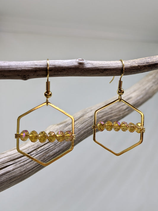 SUNKISSED CRYSTAL HEXAGON EARRINGS-EARRINGS-Jipsi Junk-JipsiJunk