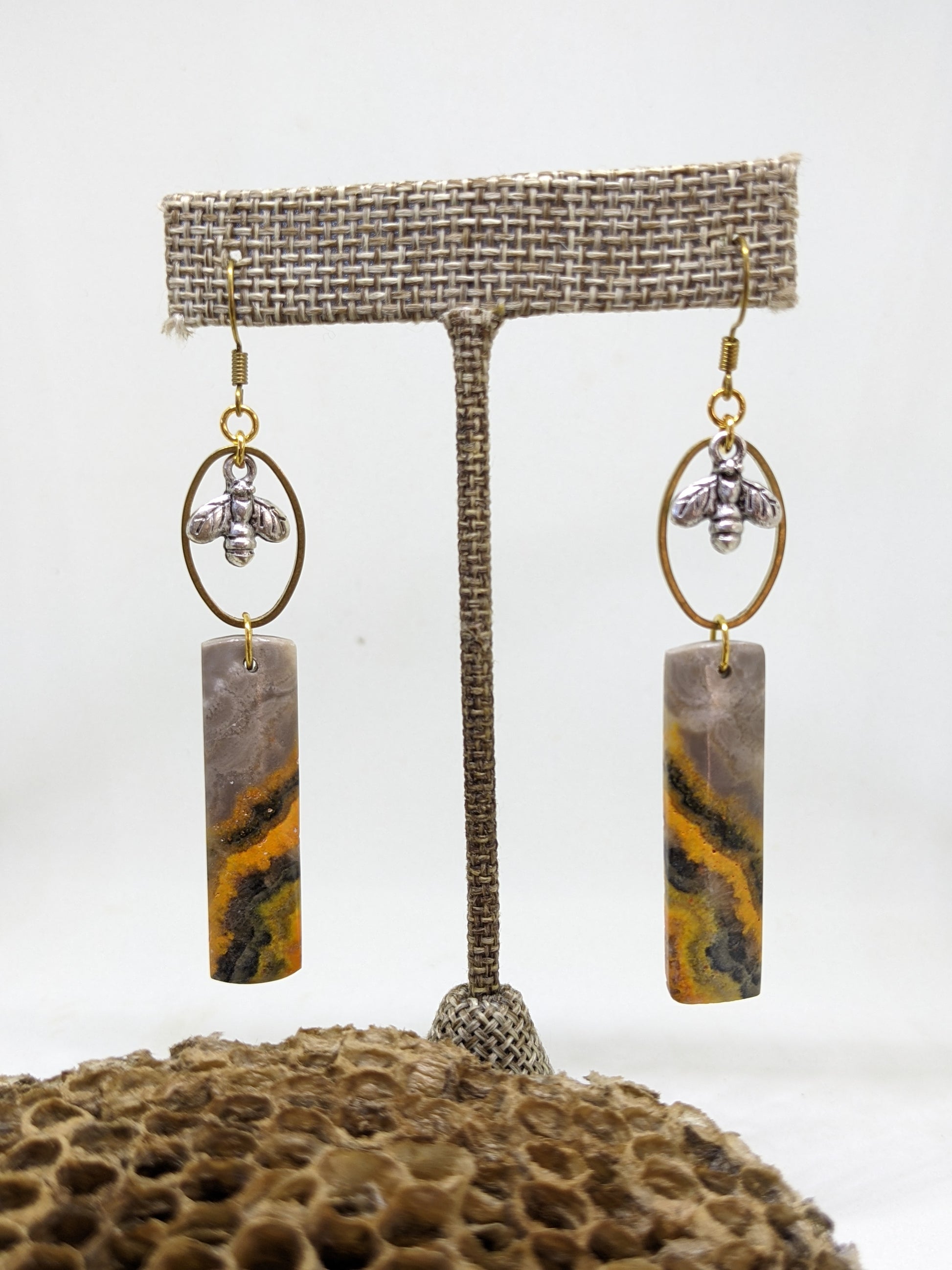 BUMBLEBEE JASPER BEEKEEPER EARRINGS-EARRINGS-Jipsi Junk-JipsiJunk