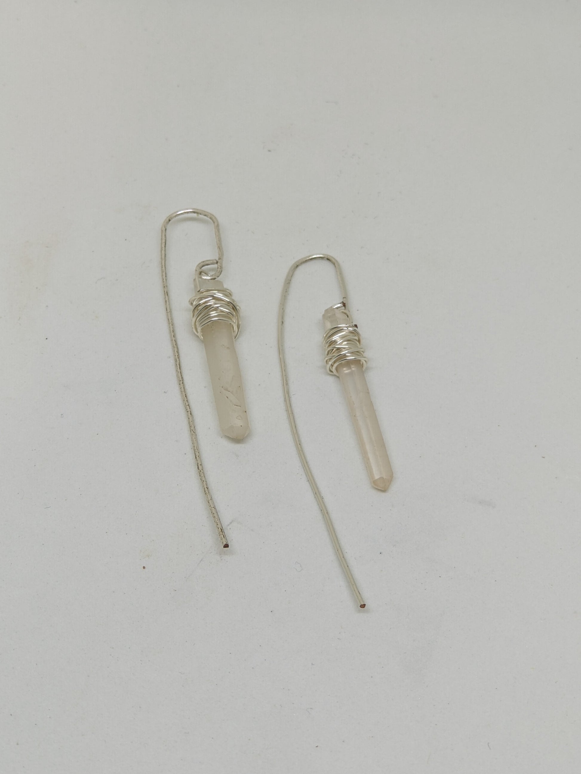 HANDMADE QUARTZ CRYSTAL EARRINGS WITH ELEGANT OVERSIZED FRENCH EAR WIRES-EARRINGS-Jipsi Junk-JipsiJunk