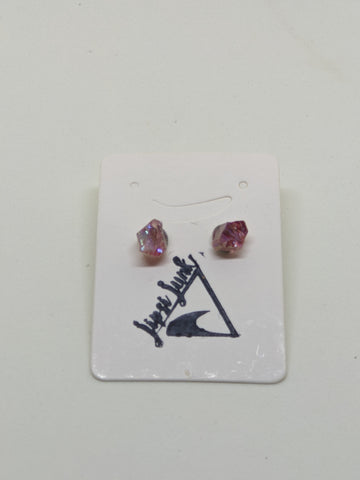 ELECTROPLATED PINK AGATE STUDS-Earrings-JipsiJunk-JipsiJunk