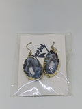 BLACK, WHITE AND AQUA BLUE DRUZY AGATE SLICE EARRINGS-EARRINGS-Jipsi Junk-JipsiJunk