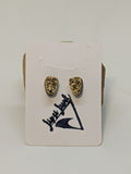 GOLD DRUZY TEARDROP CABACHON POST EARRINGS-EARRINGS-jipsi junk-JipsiJunk