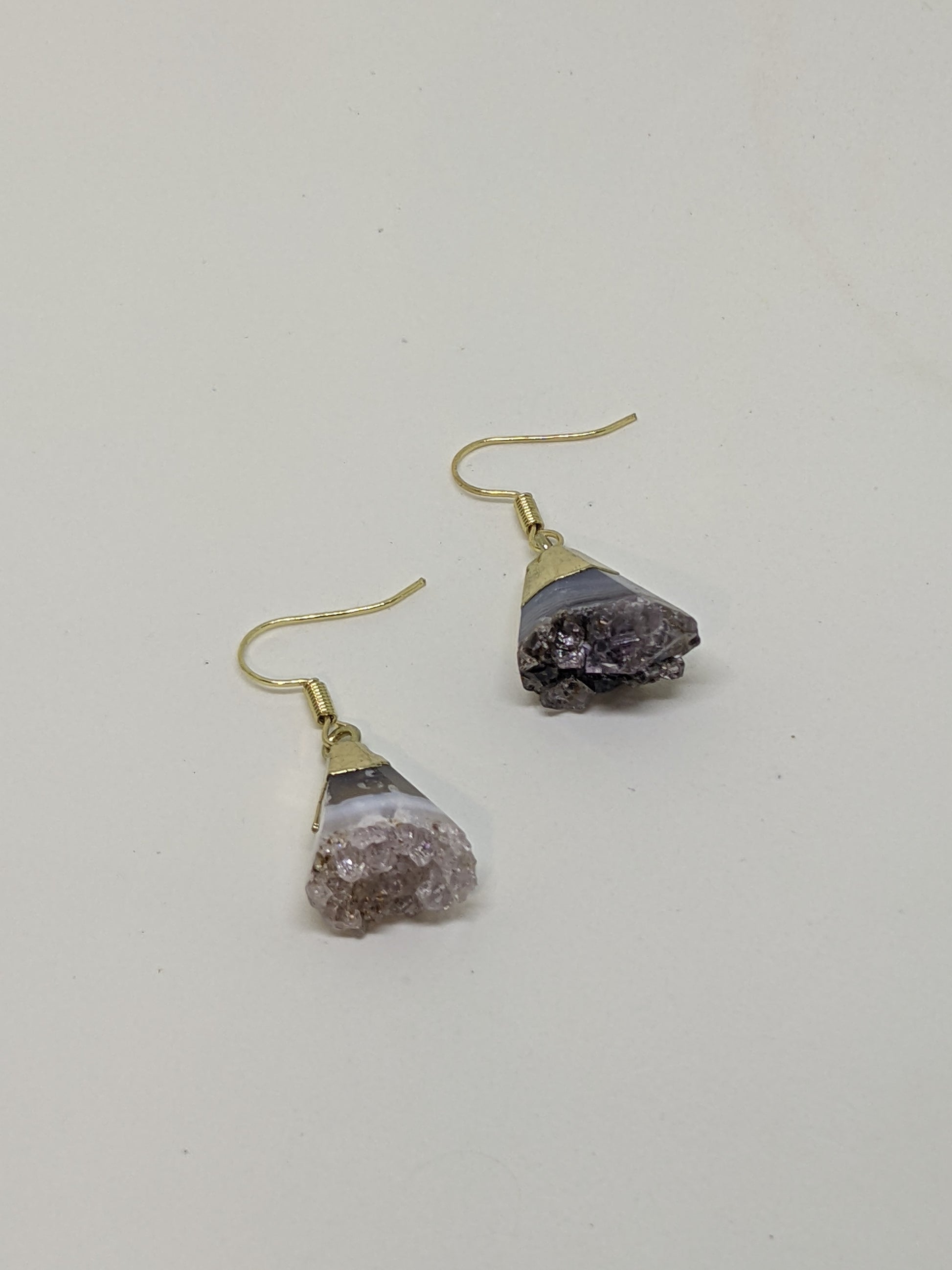 DRUZY BANDED AGATE DANGLE EARRINGS-EARRINGS-jipsi junk-JipsiJunk