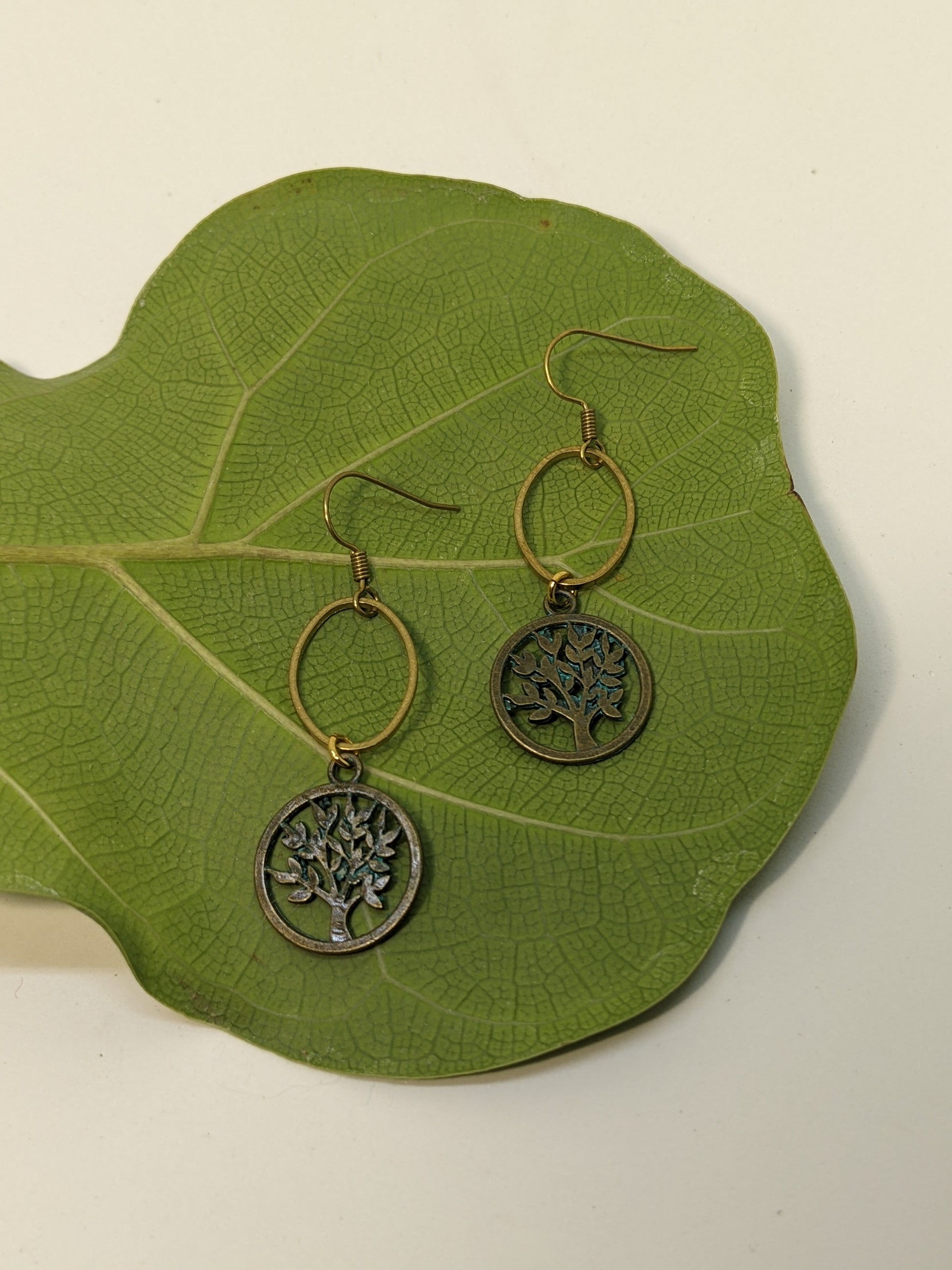 VINTAGE PATINA TREE OF LIFE EARRINGS-EARRINGS-Jipsi Junk-JipsiJunk