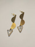 TRIANGLE BEZEL AND HALF MOON EARRINGS-EARRINGS-Jipsi Junk-JipsiJunk