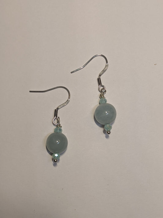 SIMPLE CRYSTAL AND AQUAMARINE DANGLE EARRINGS-EARRINGS-JipsiJunk-JipsiJunk