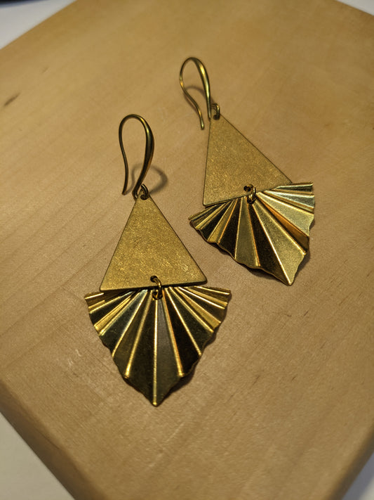 TRIANGLE PLEATED EARRINGS-EARRINGS-Jipsi Junk-JipsiJunk