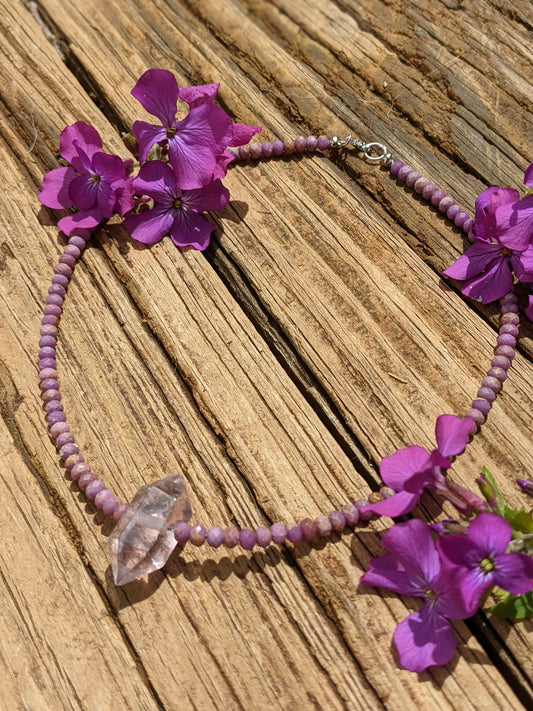 LEPIDOLITE &AMETHYST CHOKER NECKLACE-Necklaces-Jipsi Junk-JipsiJunk