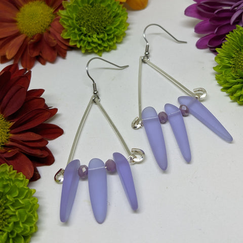 PERIWINKLE SEAGLASS TRIANGLE HOOPS-Jipsi Junk-JipsiJunk