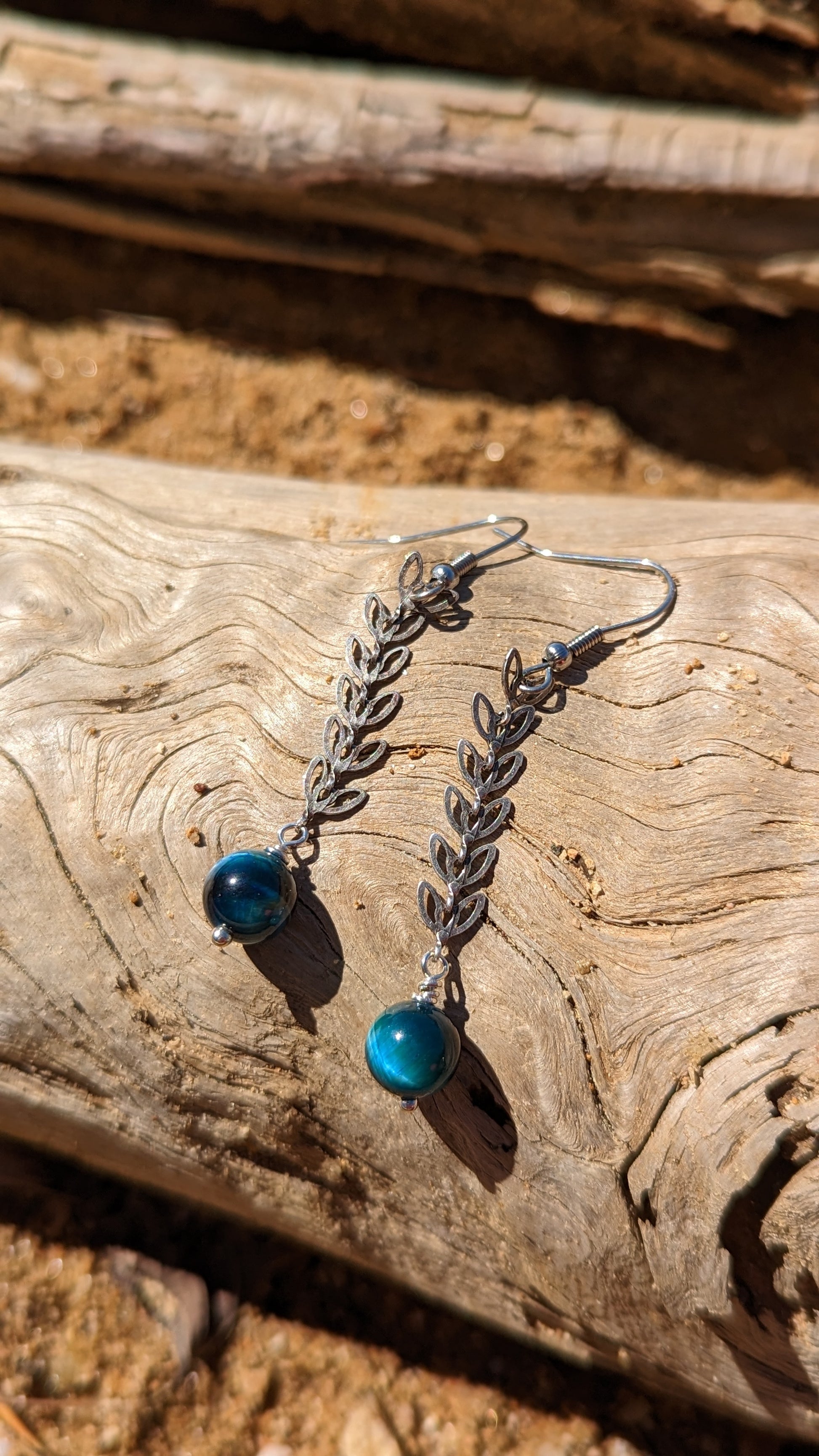 PETAL DROP BLUE TIGEREYE EARRINGS-Jipsi Junk-JipsiJunk