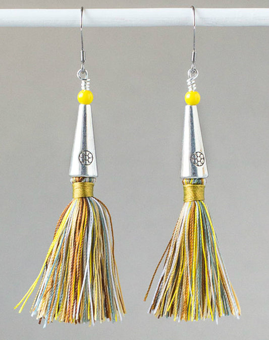 PRIMROSE YELLOW MULTICOLOR TASSEL EARRINGS-EARRINGS-Jipsi Junk-JipsiJunk