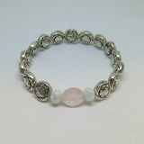 ROSE QUARTZ, CRYSTAL AND ETCHED ROSE COIN BRACELET-BRACELETS-JipsiJunk-JipsiJunk