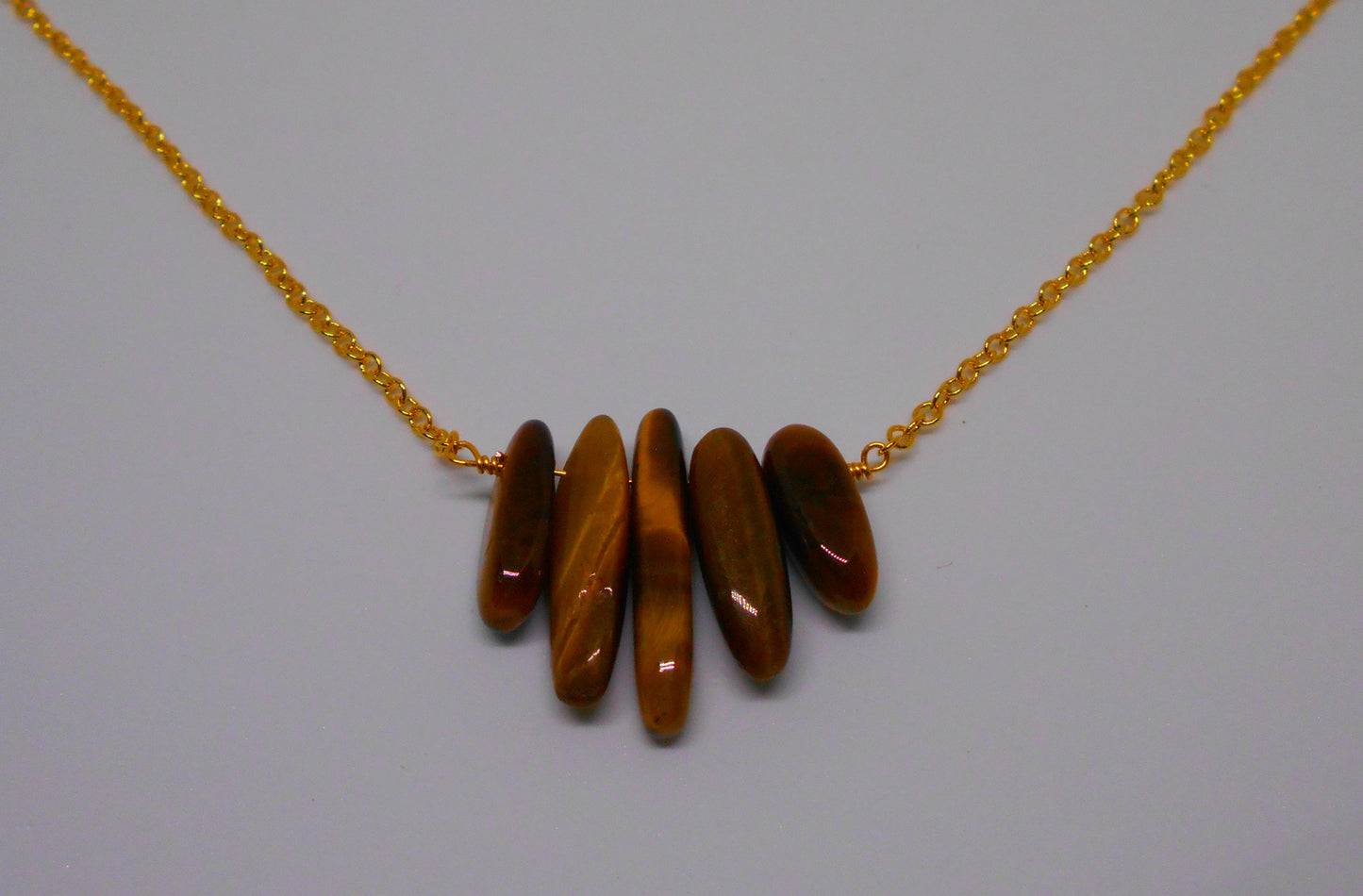 YELLOW TIGEREYE TAPERED BAR NECKLACE-NECKLACES-JipsiJunk-JipsiJunk