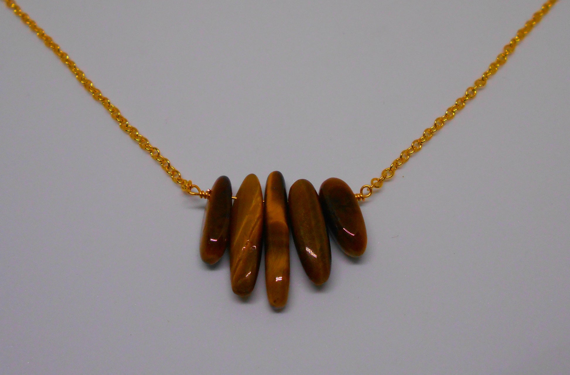 YELLOW TIGEREYE TAPERED BAR NECKLACE-NECKLACES-JipsiJunk-JipsiJunk