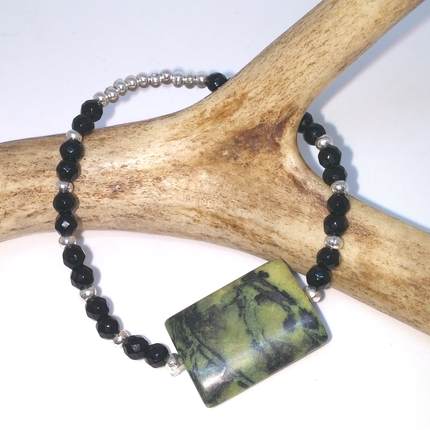 PILLOW SHAPED YELLOW TURQUOISE AND DYED JADE STACKABLE STRETCH BRACELET-BRACELETS-JipsiJunk-JipsiJunk