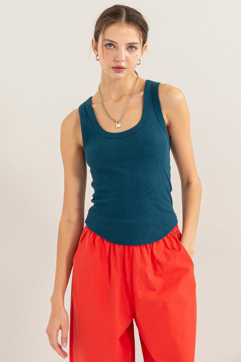 HYFVE Ribbed Scoop Neck Racerback Tank-Tops-Trendsi-JipsiJunk