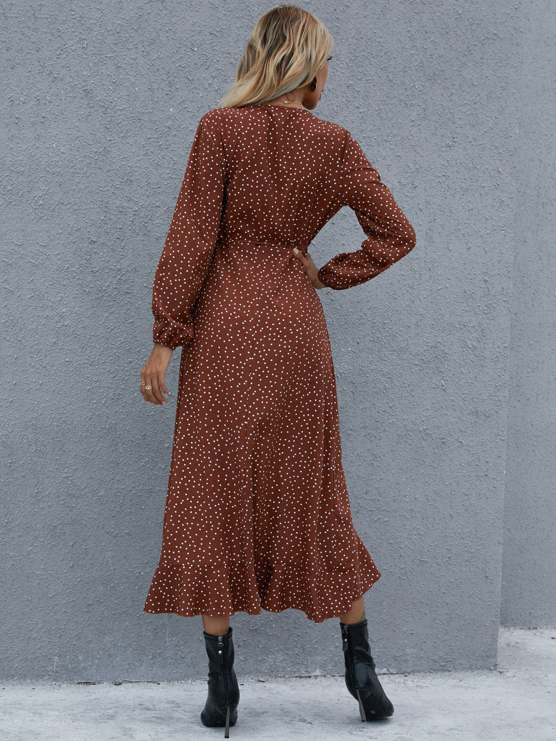 Surplice Neck Ruffled Midi Dress-dresses-Trendsi-JipsiJunk