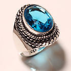 LONDON BLUE TOPAZ STATEMENT RING IN STERLING SILVER-RINGS-JipsiJunk-JipsiJunk