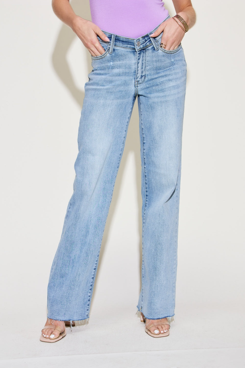 Judy Blue Full Size V Front Waistband Straight Jeans-bottoms-Trendsi-JipsiJunk