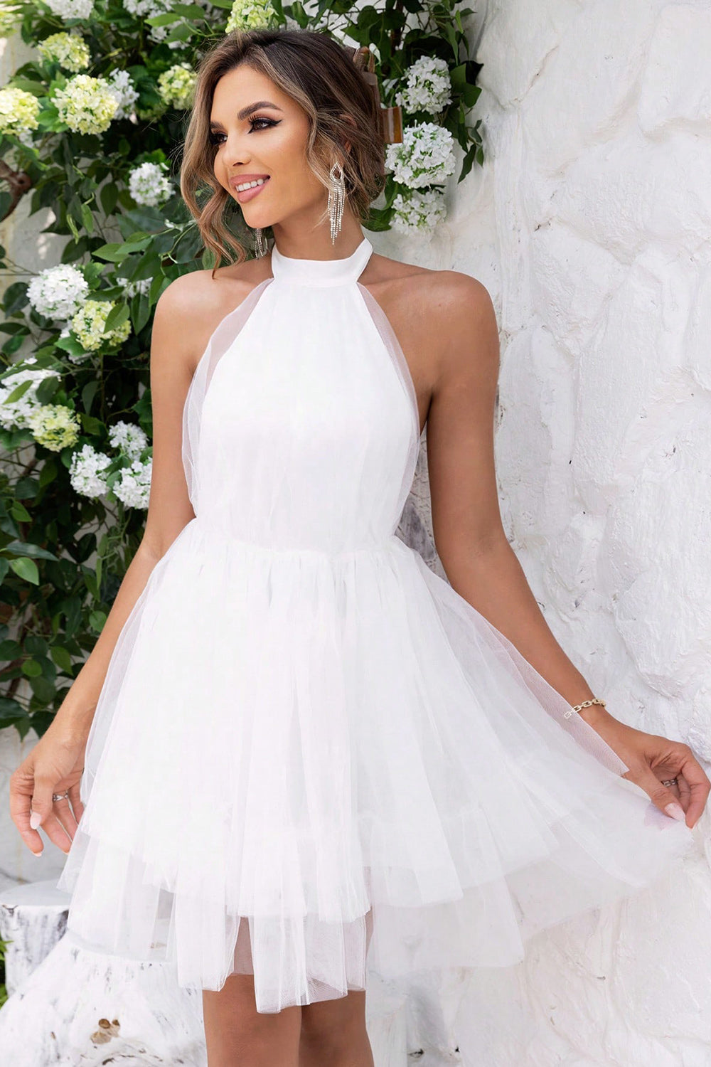 Halter Neck Backless Mesh Dress-dresses-Trendsi-JipsiJunk
