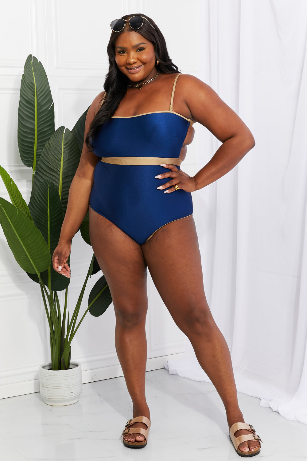 Marina West Swim Wave Break Contrast Trim One-Piece-Swimwear-Trendsi-JipsiJunk