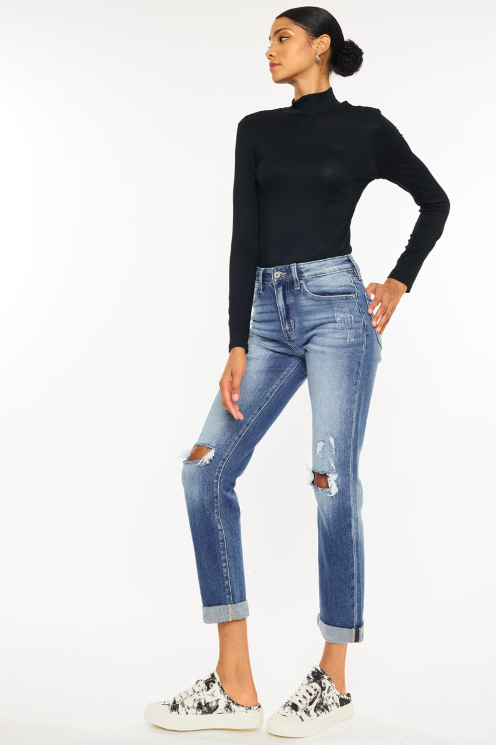 Kancan High Waist Distressed Hem Detail Cropped Straight Jeans-Trendsi-JipsiJunk