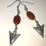 GOLDSTONE ARROWHEAD DANGLE EARRINGS-EARRINGS-JipsiJunk-JipsiJunk