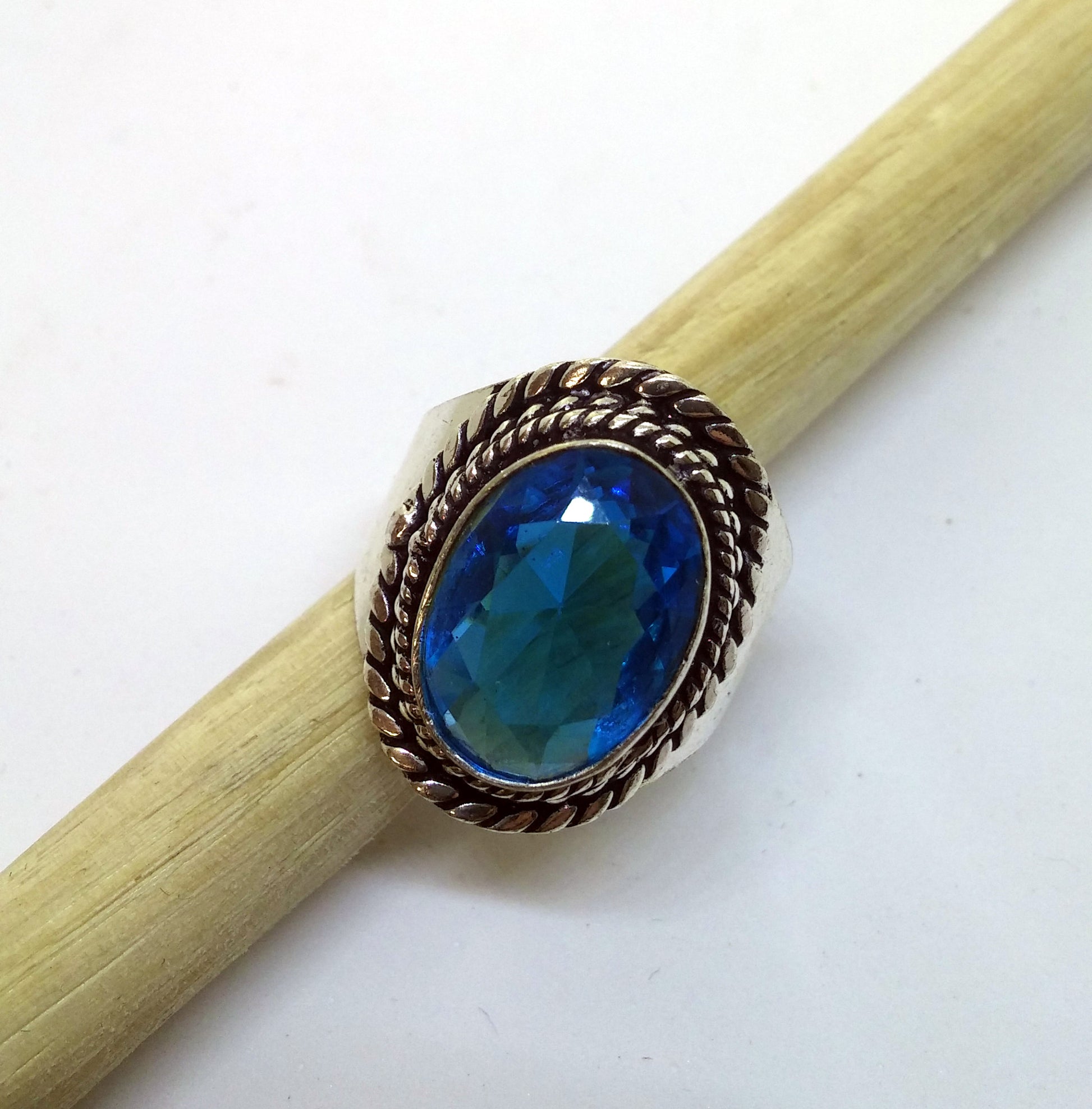LONDON BLUE TOPAZ STATEMENT RING IN STERLING SILVER-RINGS-JipsiJunk-JipsiJunk