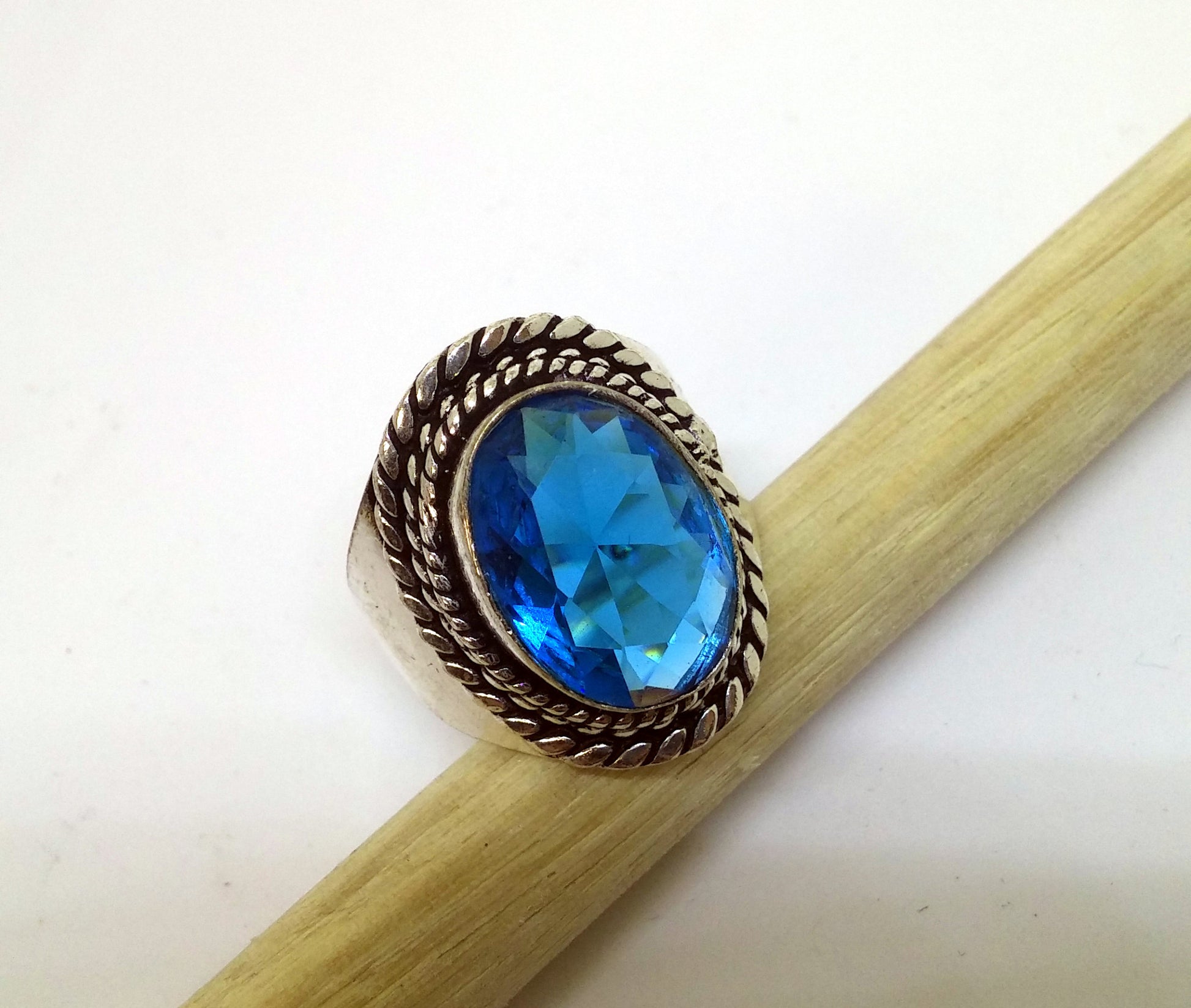 LONDON BLUE TOPAZ STATEMENT RING IN STERLING SILVER-RINGS-JipsiJunk-JipsiJunk