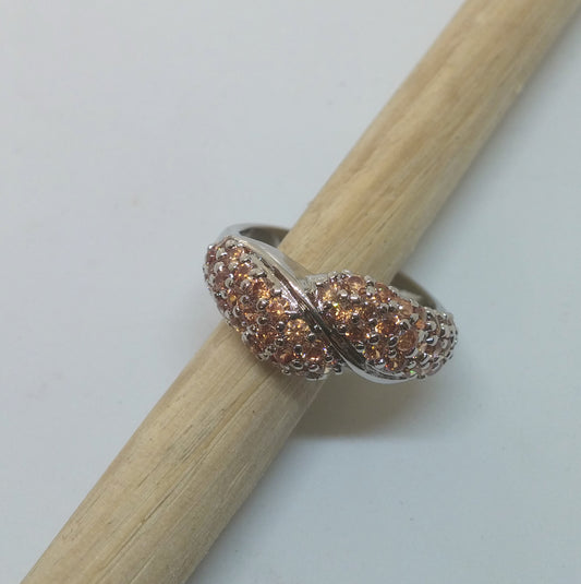 CHAMPAGNE MORGANITE COCKTAIL RING IN STERLING SILVER-RINGS-JipsiJunk-JipsiJunk