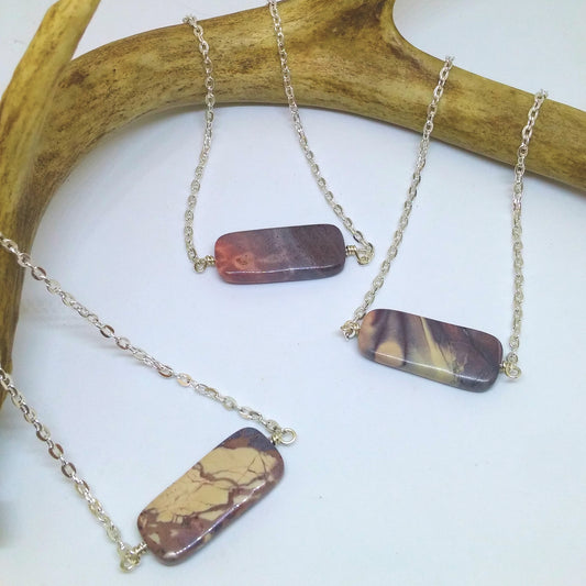 PORCELAIN JASPER RECTANGULAR BAR NECKLACE-NECKLACES-JipsiJunk-JipsiJunk